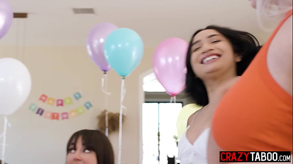 Image Blindfolded big ass babe fucked by hot lesbian friends with big dildos