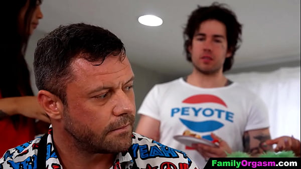 Image FamilyOrgasm - Mischievous Teen Sucks Beside her Patriotic Family Members