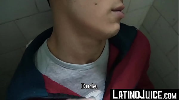 Image LatinoJuice.com - Nicolas & Angel - Me and kinky Nicolas jerk each others huge cocks inside the public bathroom