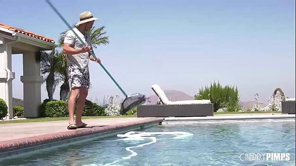 Image Smoking Hot Busty MILF Tempts Poolboy With A Toy In Her Ass