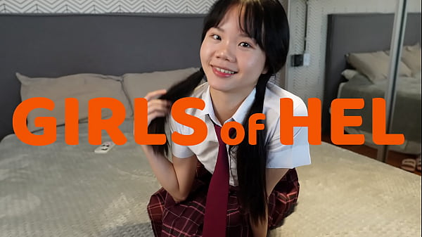 Image Playful Asian student in her school uniform loves getting cuffed - rough sex
