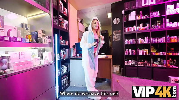 Image VIP4K. Blonde and shy salesgirl Rika Fane turns out to be a brunette sex demon