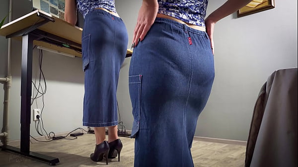 Image Milf Secretary In Jean Skirt Teases Visible Panty Line