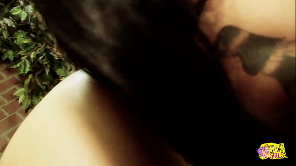 Image Busty luscious brunette girlfriends turn sunbathing into a lesbian fuck fest in the backyard