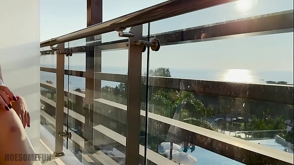 Image Big Ass Girl in Short dress flashed pussy on the balcony