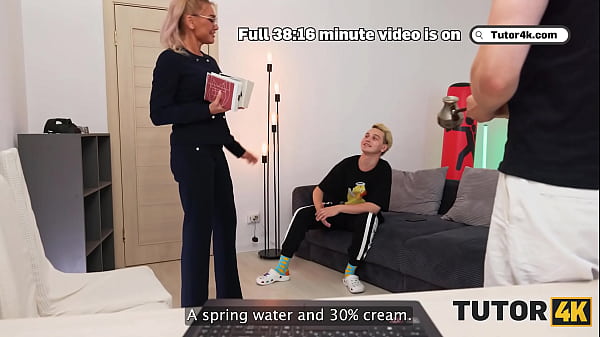Image TUTOR4K. Russian blonde tutor got some cum into her coffee and then into her mouth