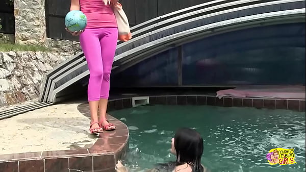 Image Amazing outdoor sex in the pool with pretty blonde and big titted brunette babes