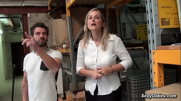 Image Tall French MILF sucks and fucks in the warehouse she works at