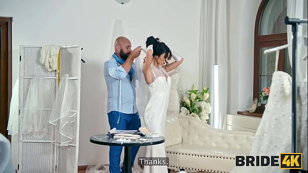Image BRIDE4K. Sexy skinny brunette gave her young body to a wedding salon owner with a huge dick