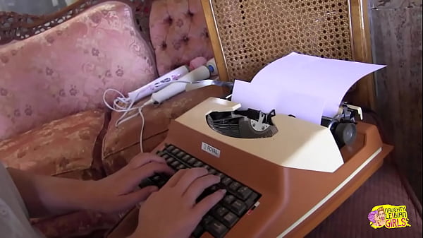 Image Her skinny lesbian lover interrupted her while she was typewriting to have some steamy sex