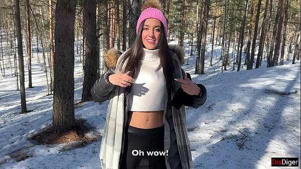 Image Real Sex in Winter Snowy Forest with Cum in Pussy - Creampie