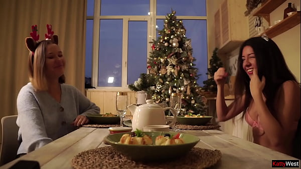 Image Sucking and jerking off neighbor's cock as a Christmas present Handjob Cumshot