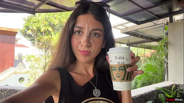Image Crazy CUMWALK in STARBUCKS - Blowjob in Public Toilet, Drinking coffee with Sperm