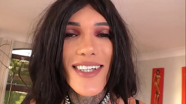 Image Hot brunette tgirl solo masturbation
