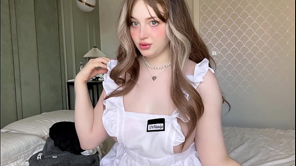 Image Teen part-time sexy Maid getting caught on web camera in hotel. Dripping wet pussy for extra tip