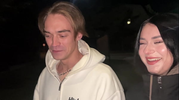 Image Blowjob to a stranger after a walk with cum in throat