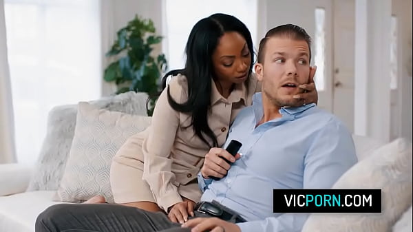 Image Hot ebony wife Cali Caliente fucks with her husband's stepbrother