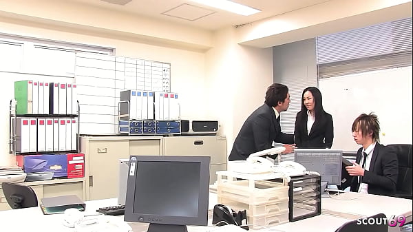 Image Petite Japanese Secretary seduce to Creampie Fuck in MMF Threesome at Asian Office in uncensored JAV
