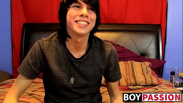Image tender man tugs on his cock vigorously after kinky interview