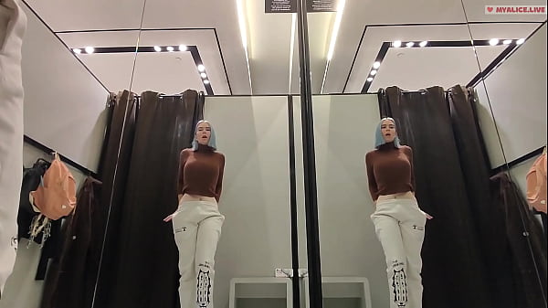 Image Risky masturbation in a fitting room in a mall. I wanted to take a risk and get a quick orgasm by fucking myself in the fitting
