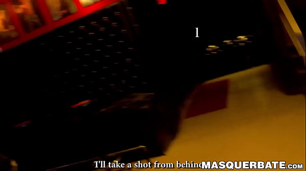 Image Buff stud strips nude to masturbate passionately behind bar