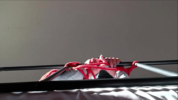 Image Bound and hooded I'm taking a cock down my throat with moaning and spit