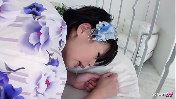 Image Slim Japanese Geisha with Bushy Pussy get intense uncensored Creampie Sex by Client with Dooling