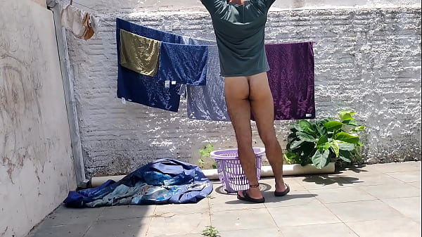 Image taking care of my dirty laundry, without the bottoms, waiting for you to catch me right