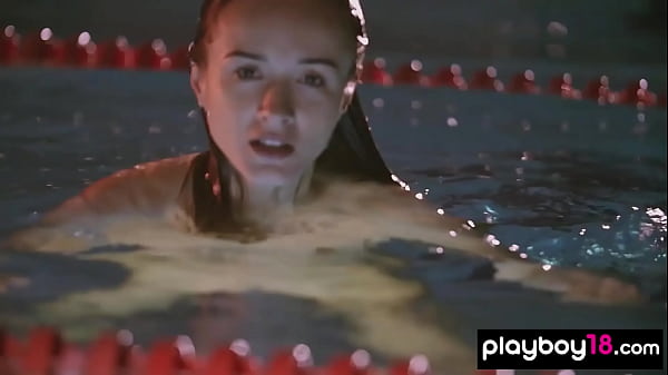 Image Petite small titted swimmer babe Vi Shy posing naked on the starting block
