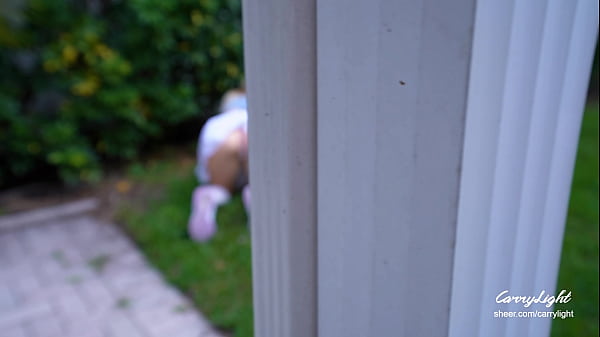 Image Step Mom caught Step Son jerking off outdoor and helps cum in her panties while Husband is not seeing