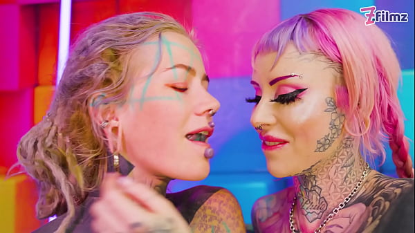 Image ALT horny TATTOOED sluts love to get ROUGH fucked by two COCKS