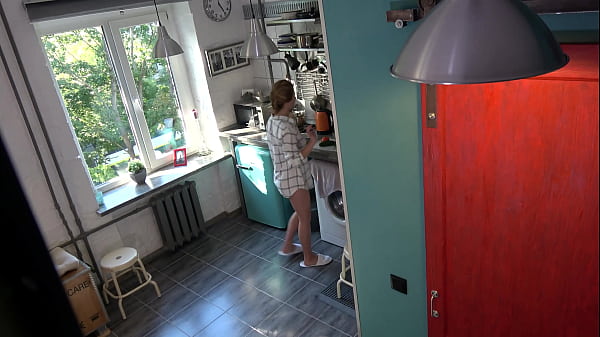 Image Amateur blonde blows mature step dad in the kitchen