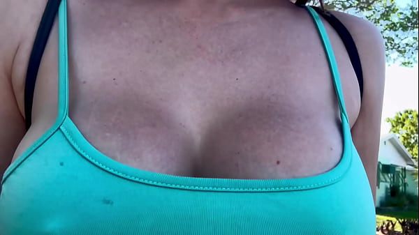 Image Italian Big tits Milf walking around Miami with her big boobs and hard nipples