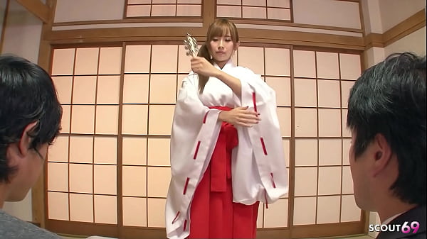 Image Traditional Japanese Teen seduce to uncensored MMF 3Some Sex by two Boys with Facial and Creampie
