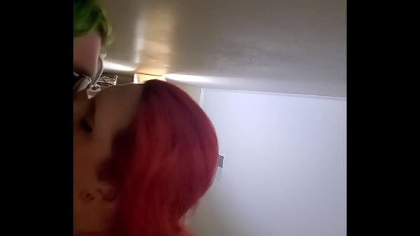Image Asian American Redhead tranny sucks dick and takes anal bareback creampie
