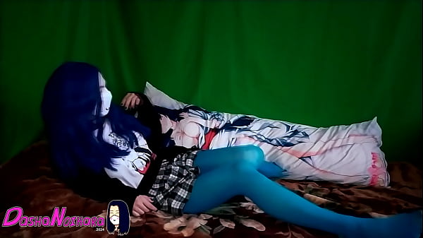 Image DashaNoihara #28 - Femboy playing with dakimakura and caressing himself in blue pantyhose