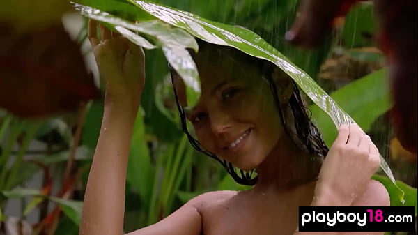 Image Petite all natural naked Russian babe Katya Clover walking in the rain