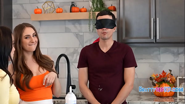 Image Step Sisters Feed Blindfolded Guy Their Pussy Juice