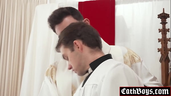Image Altar boy Marcus Rivers felt priest Jack Aries fat head of his cock pushing into his ass