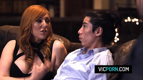 Image Curvy redhead wife Lauren Phillips fucks with her husband's bff while he watches them