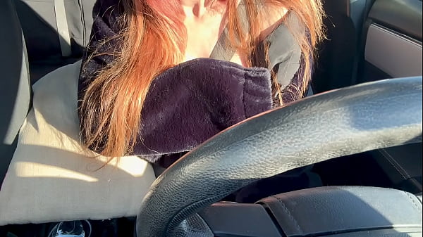 Image Italian Big Tits Artemisia Love Solo car ride Flashing her Big boobs in the sun hard nipples long hair fetish