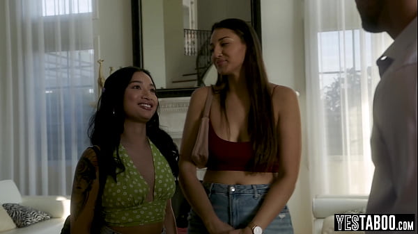 Image Celebirty guide has a threesome with two busty stepsisters