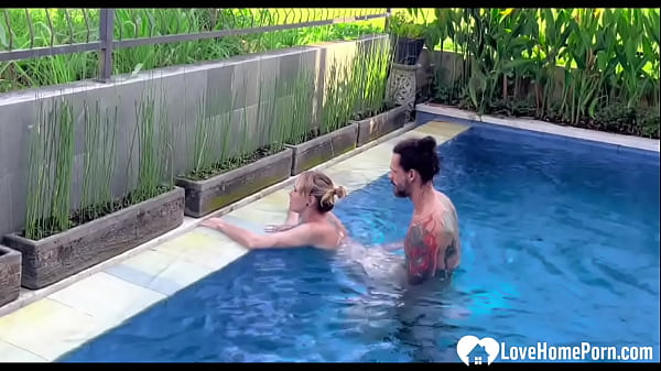 Image Enjoying the pool and his hard tool