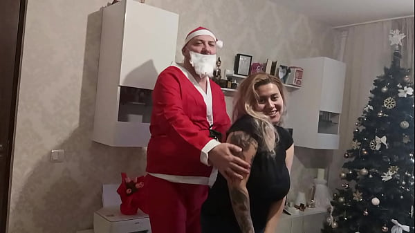 Image Santa Claus catch the girl masturbates alone and touch her big tits