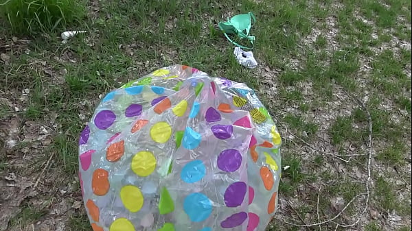 Image Hairy pussy pissed, spat and fucked a beach inflatable ball and mattress outdoors. Fetish with a milf on a public river bank. PAWG.