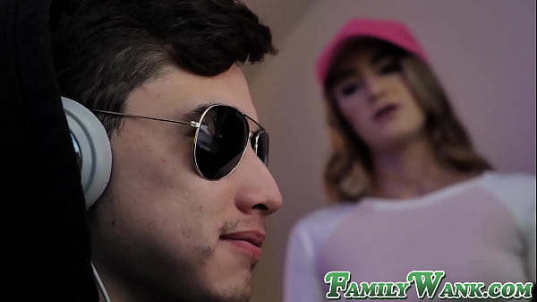 Image Cute teen Kenzie Madison gives sloppy blowjob to stepbrother