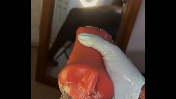 Image Stocking and deep throating my Sextoy like a slave till it gets nasty