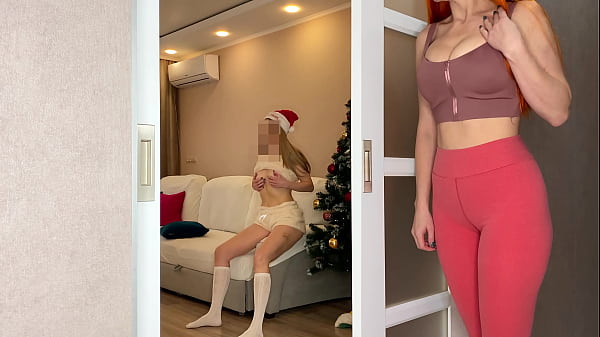 Image Stepmom Masturbates Together with Stepdaughter While Watching Her on New Year's Eve - Cumming Together