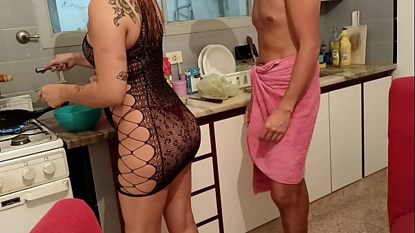 Image Fucking in the kitchen with my young stepfather's beautiful cock
