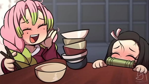Image Mitzuki e nezuko se divertem enquanto o tanjiro est&aacute_ fora.
